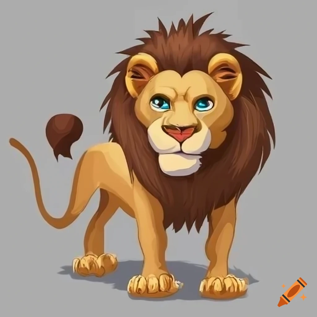 Cartoon illustration of a lion on Craiyon