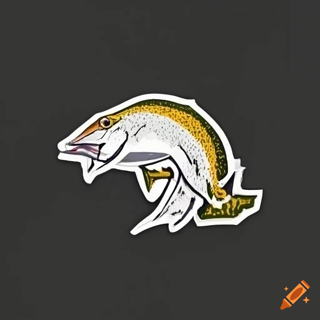 Trout, sticker, patagonia style, art, white background, fly