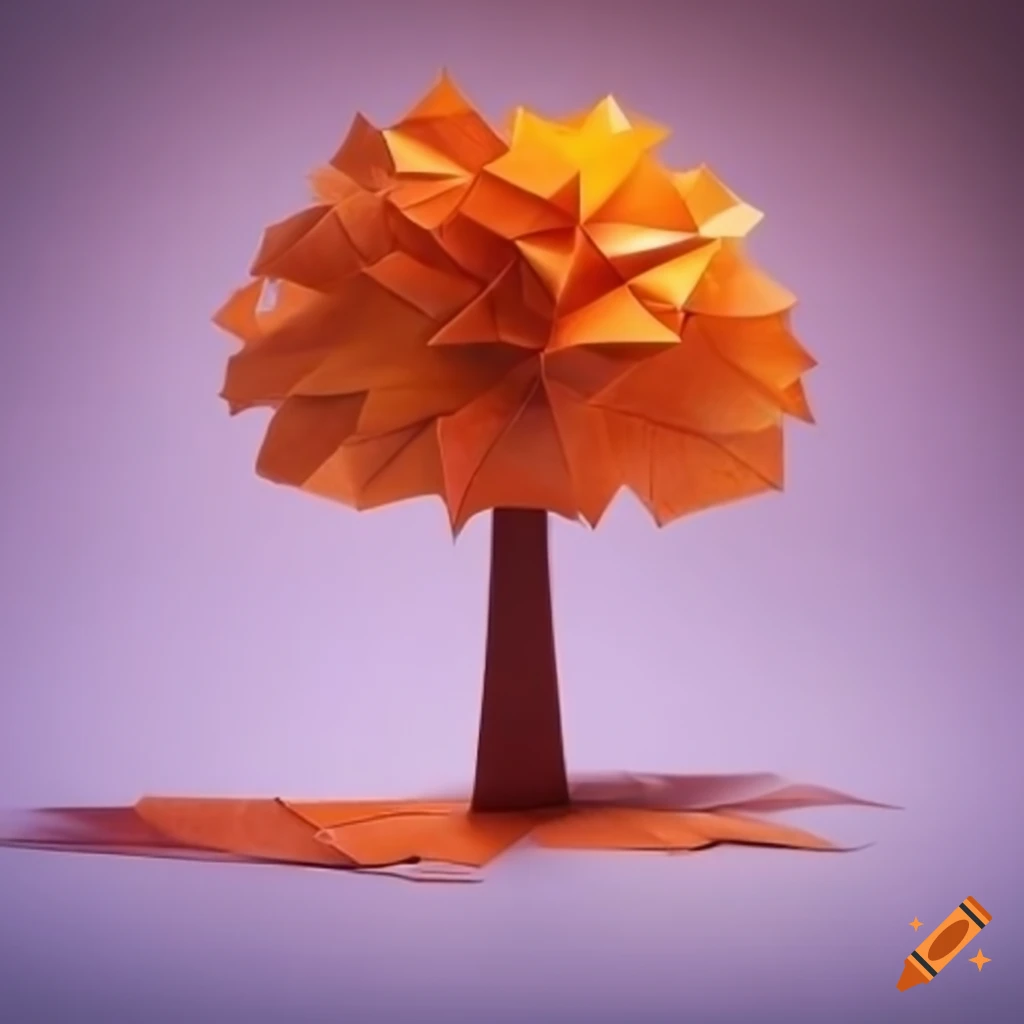 orange autumn tree made of paper