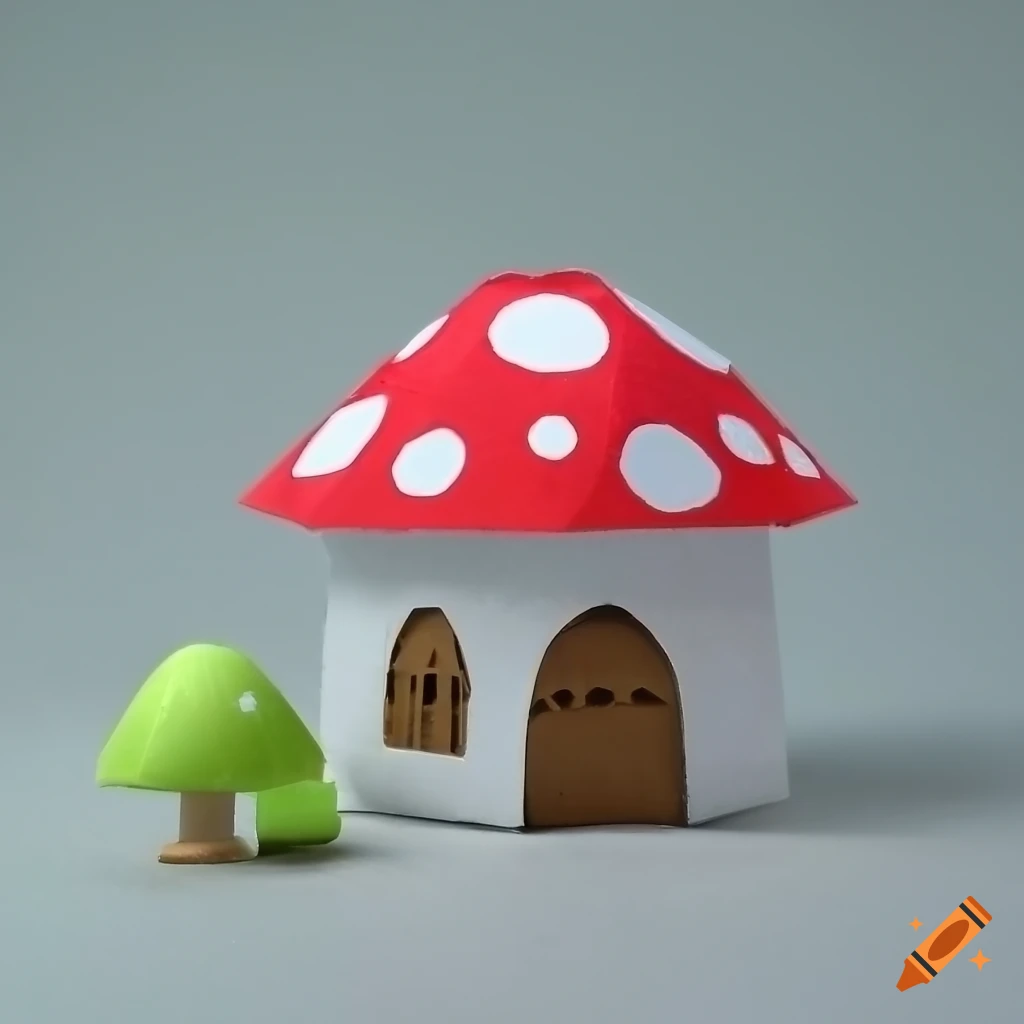 photo of a paper mushroom house