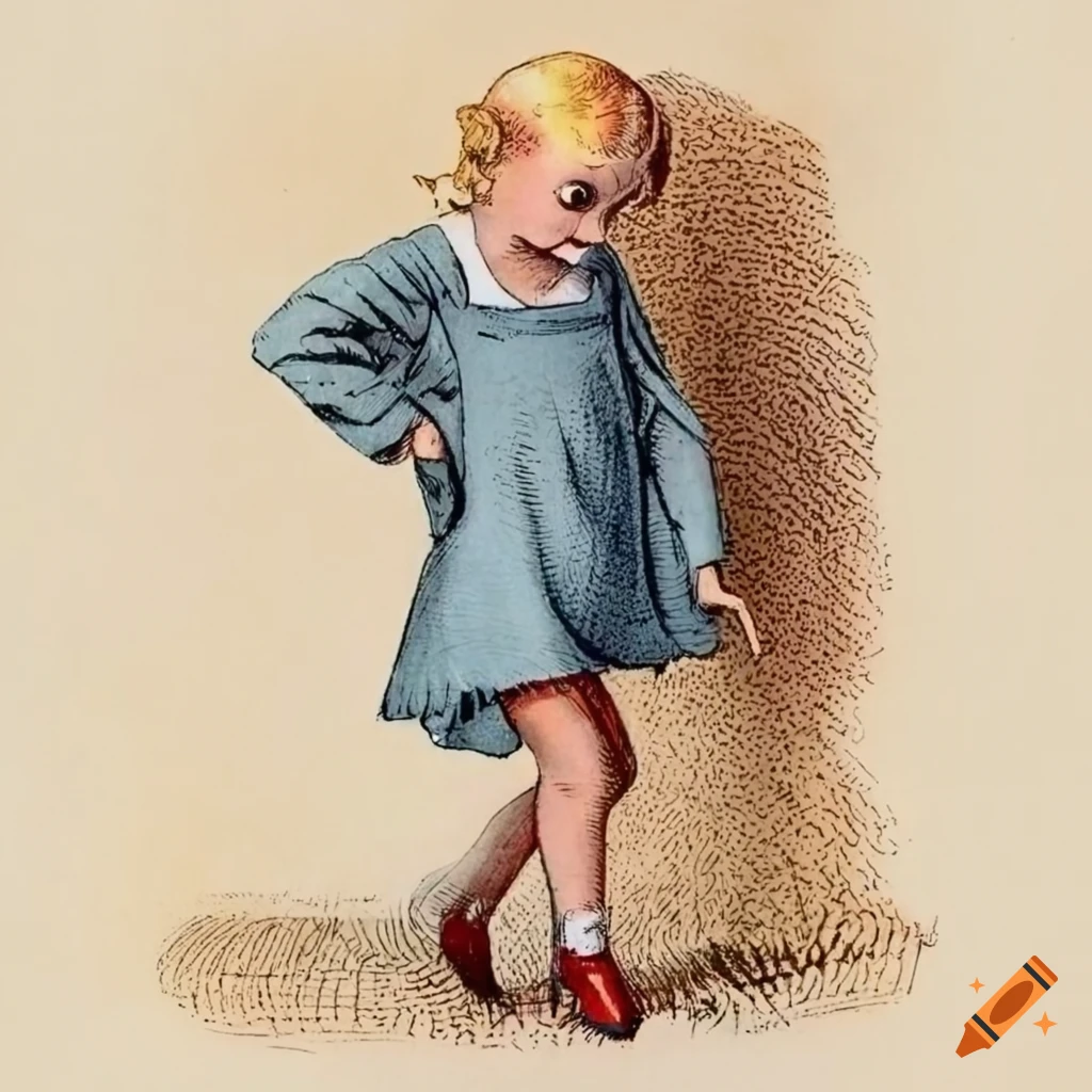 illustration of a young girl in vintage dress