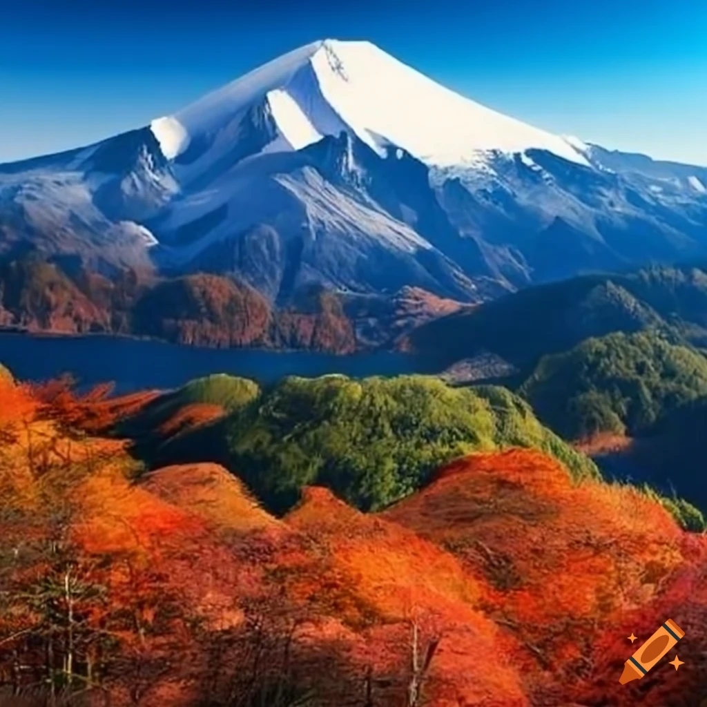 paysage japonais de collines et montagnes