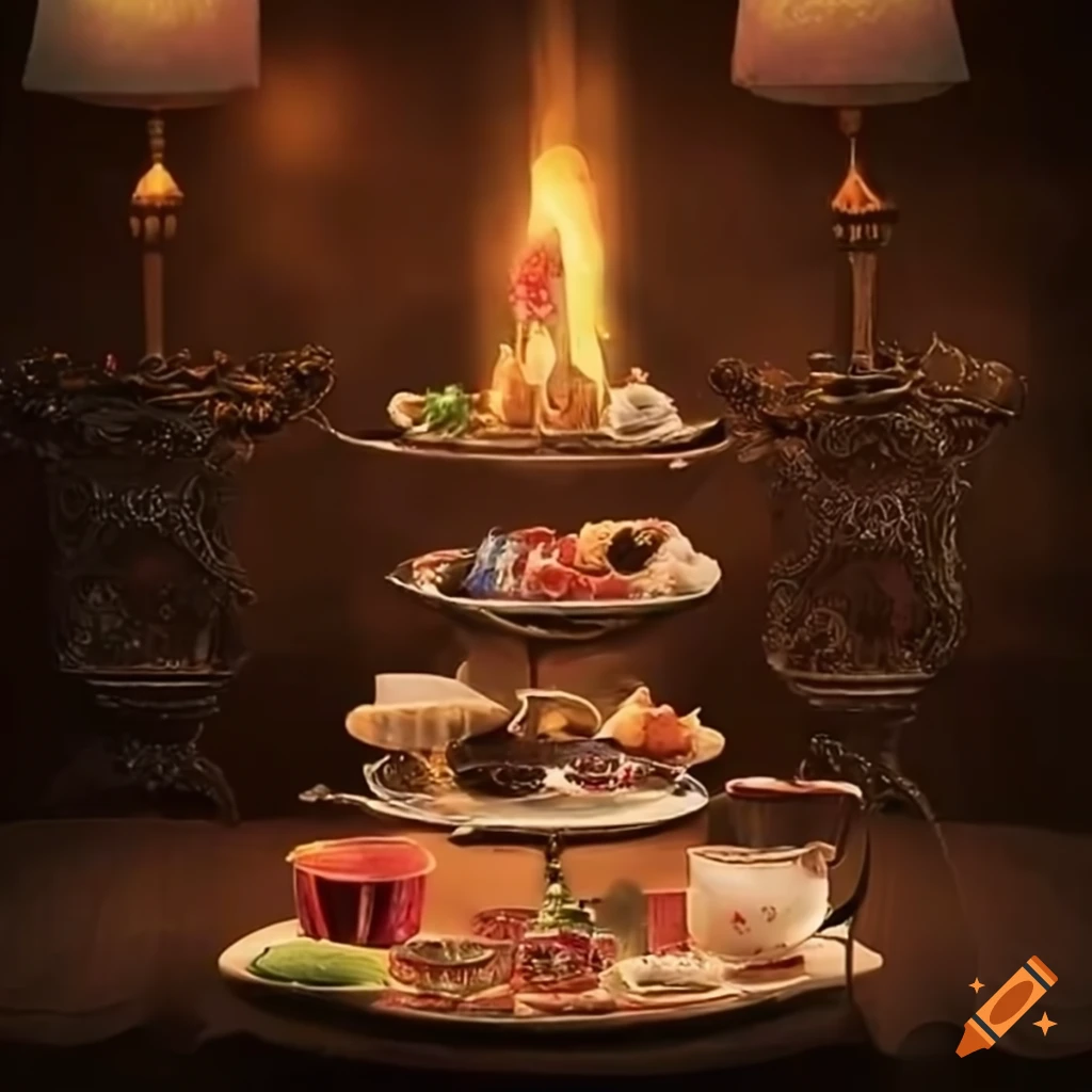 image of a magical tea party in a tower