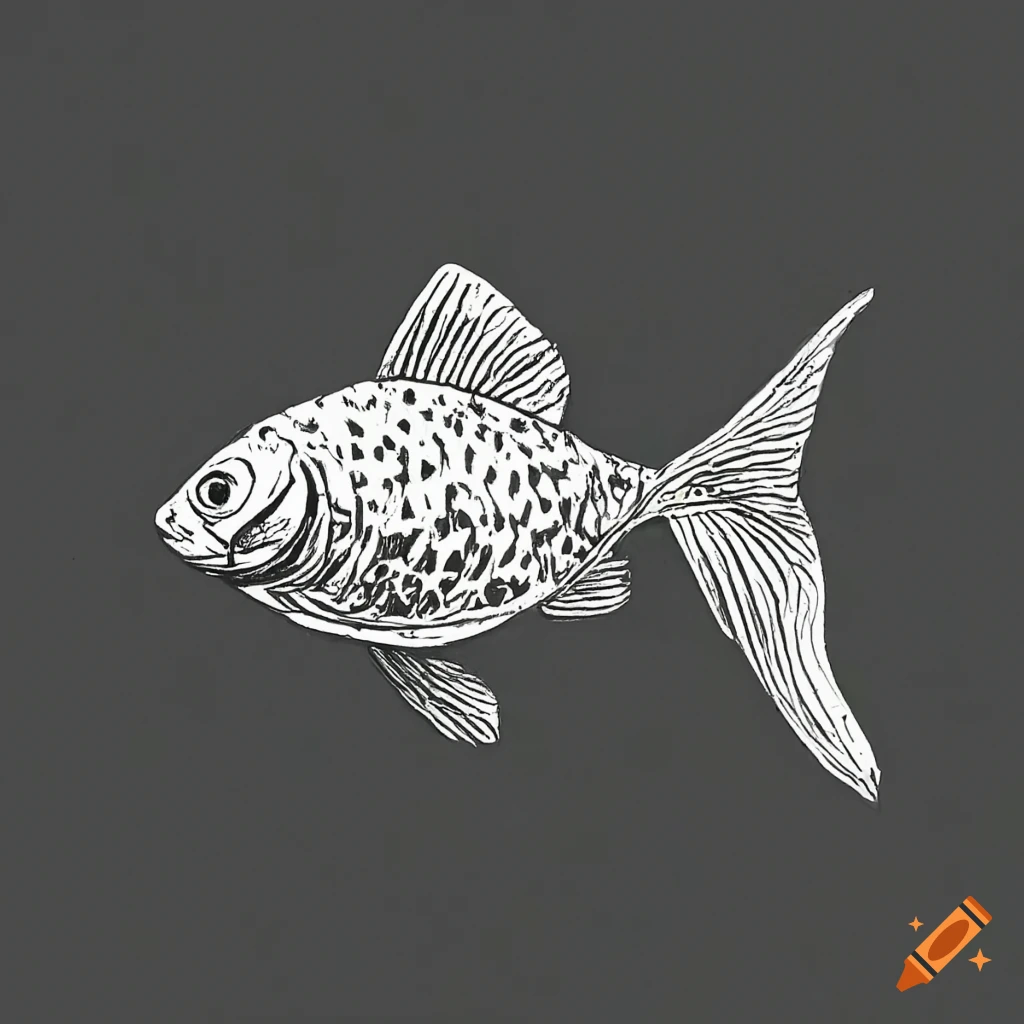 Line art design of fish for printed tee, design element and coloring... | Line  art design, Fish drawing images, Fish drawings