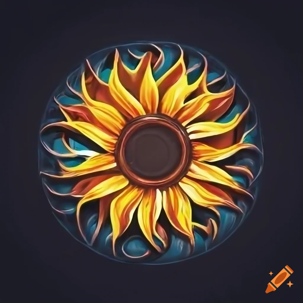 motorcycle wheel with sunflower logo