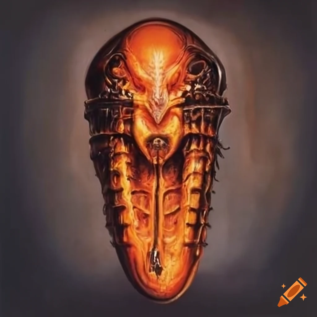 h.r.giger's orange knife artwork