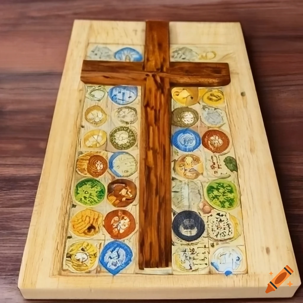 wooden cross next to Settlers of Catan board game