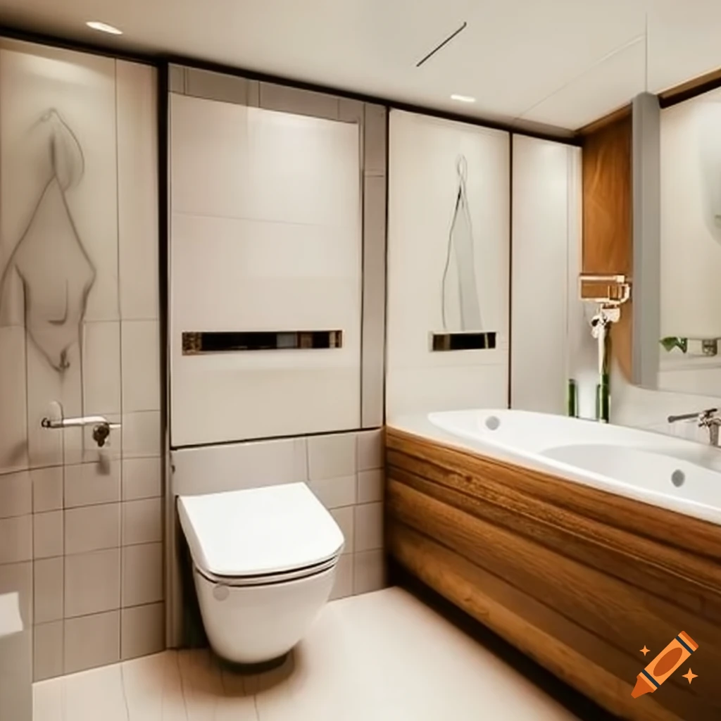 Modern bathroom with toilet and bathtub on Craiyon
