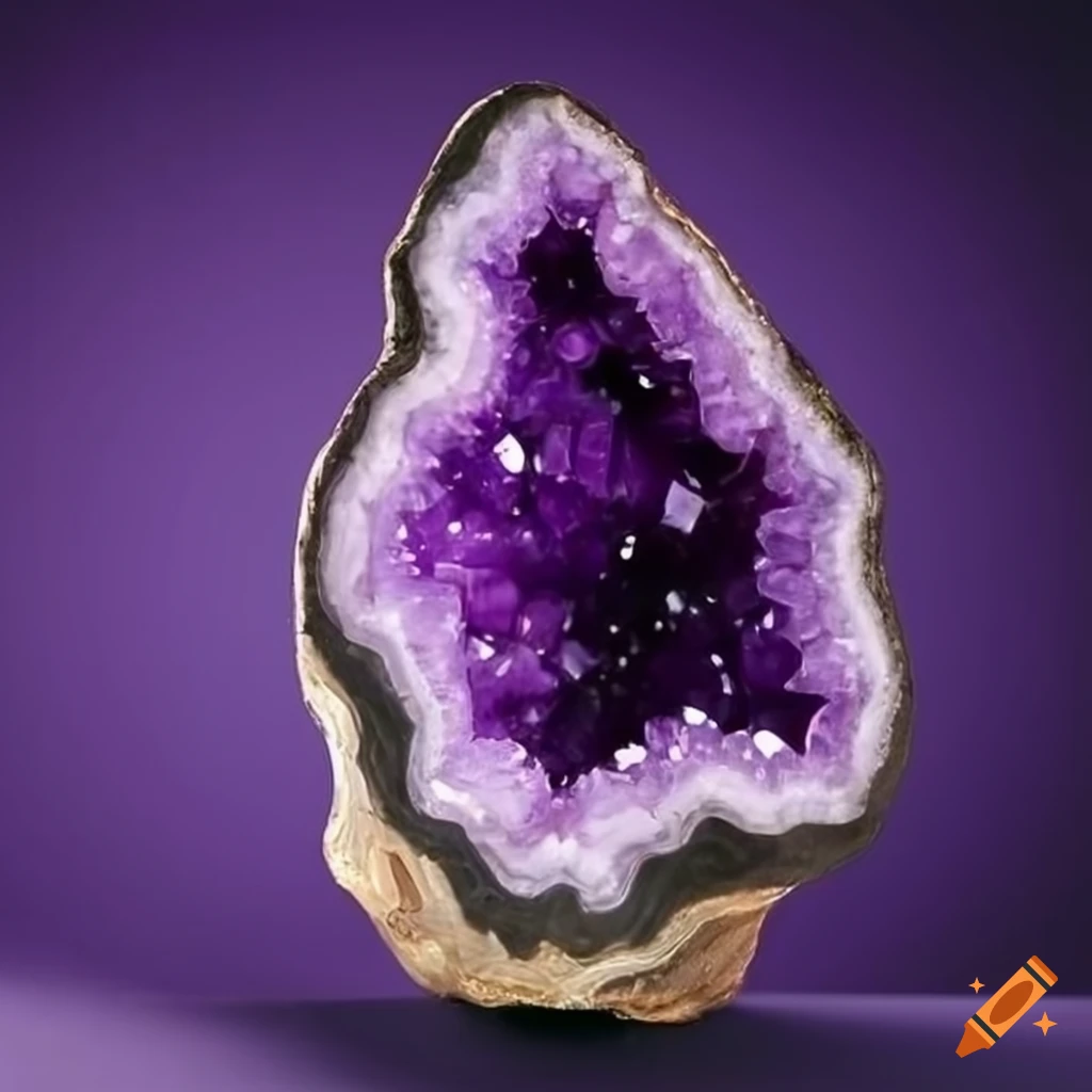 Amethyst geode with purple crystals on Craiyon