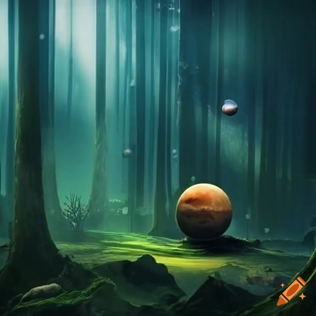 Deep forest with a solar system view on craiyon