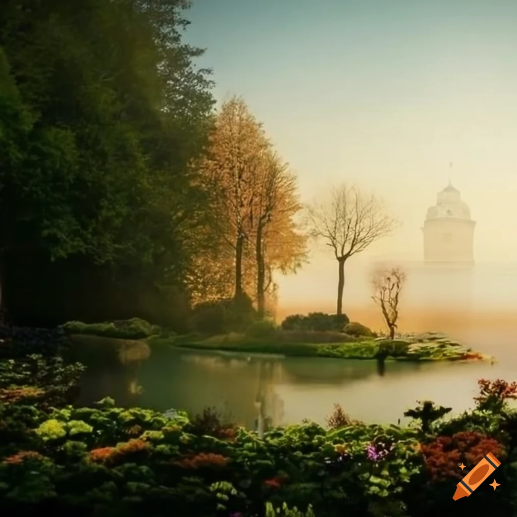 Crystal window in a garden house on Craiyon