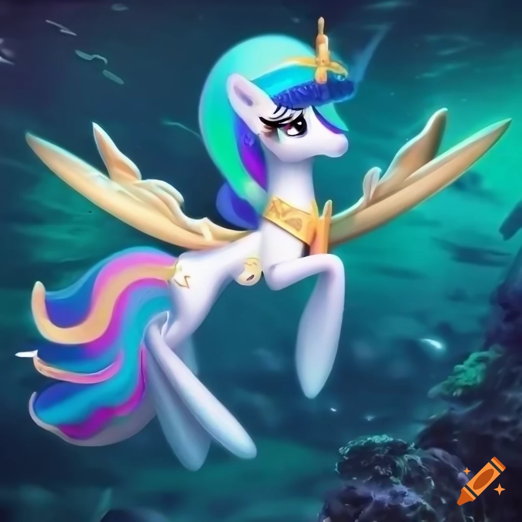 underwater artwork of Princess Celestia