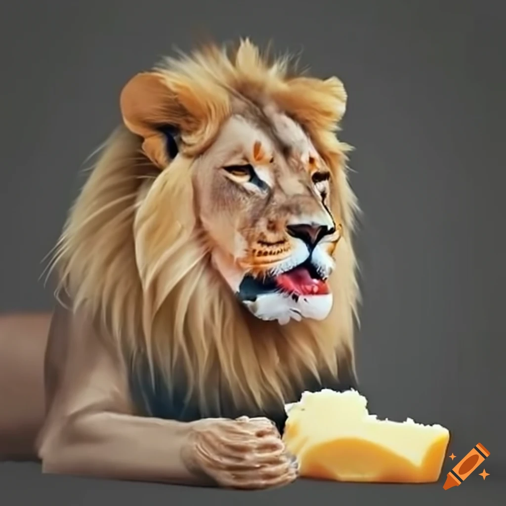 Lion with a piece of cheese on Craiyon