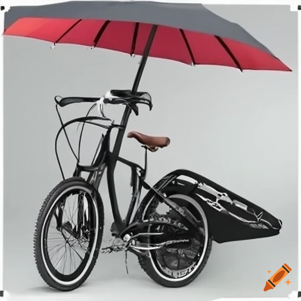 Bicycle umbrella attachment for rain and wind protection on Craiyon