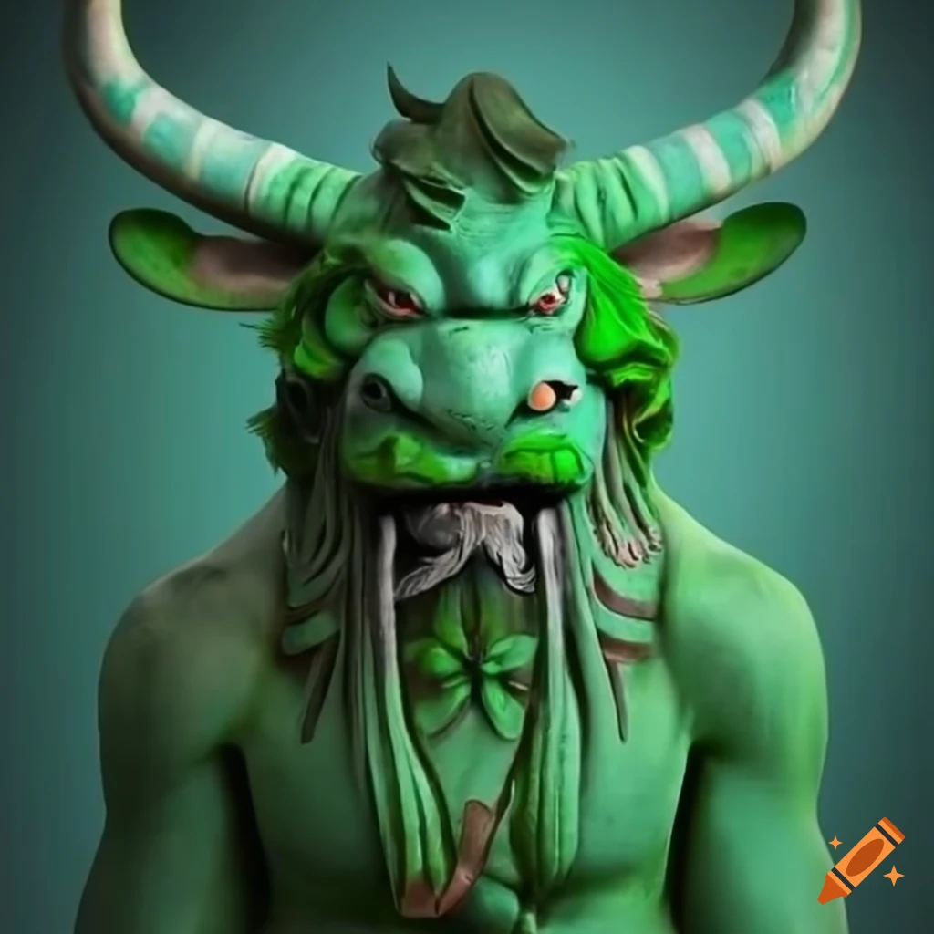 image of a green japanese cow demon