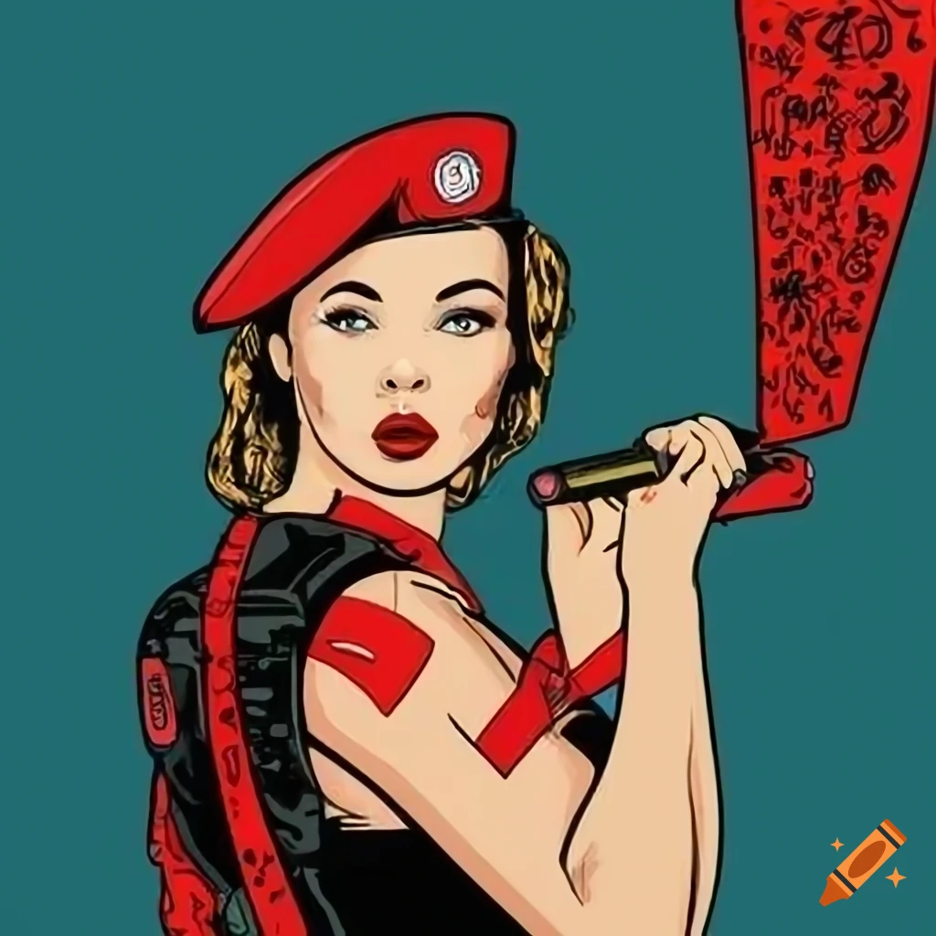Vector Illustration Of A Military Inspired Pin Up Girl On Craiyon