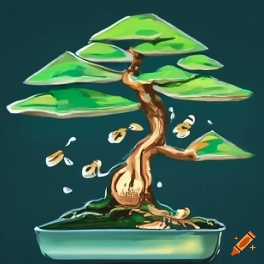 green bonsai tree with bees
