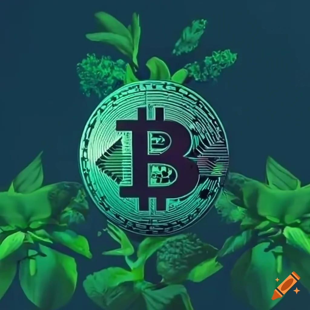 Bitcoin logo surrounded by nature on Craiyon