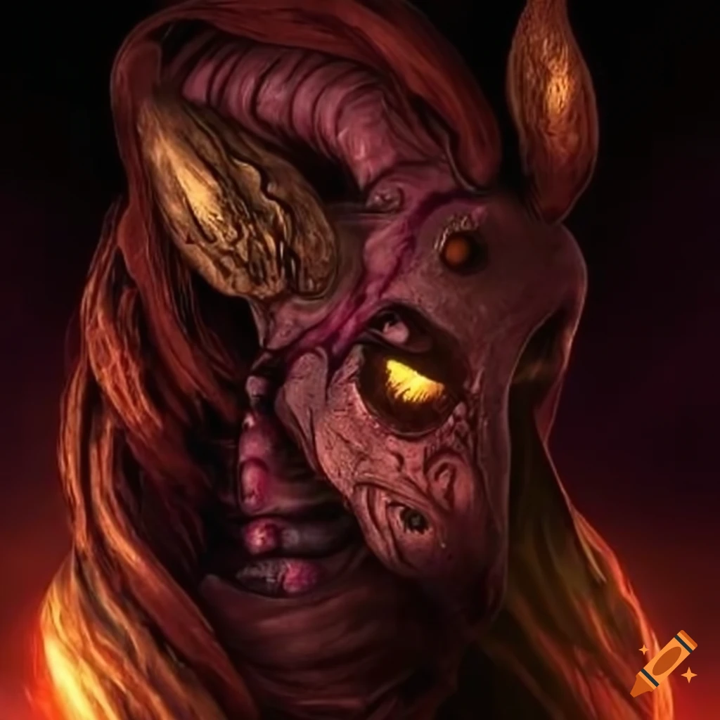 evil pony with bandit mask and lovecraftian features