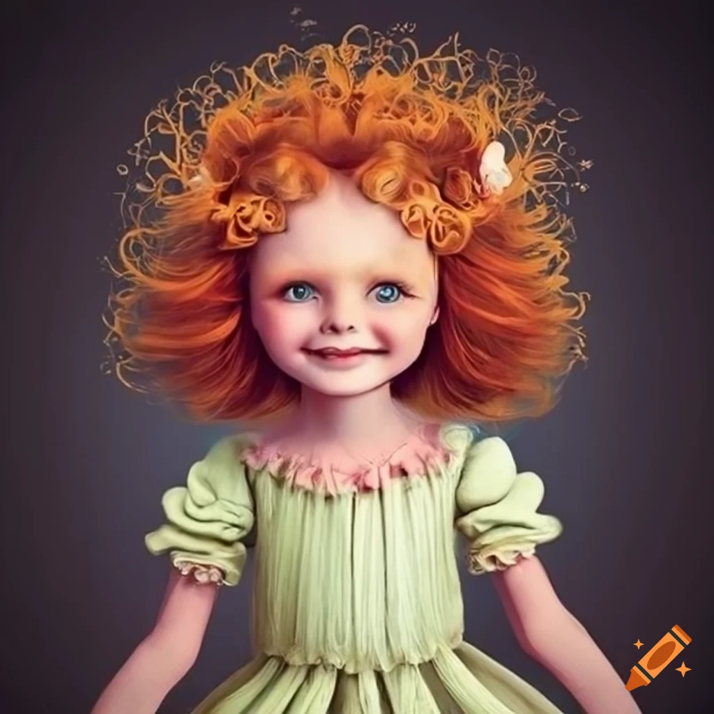 Colorful illustration of smiling gingerhaired girls