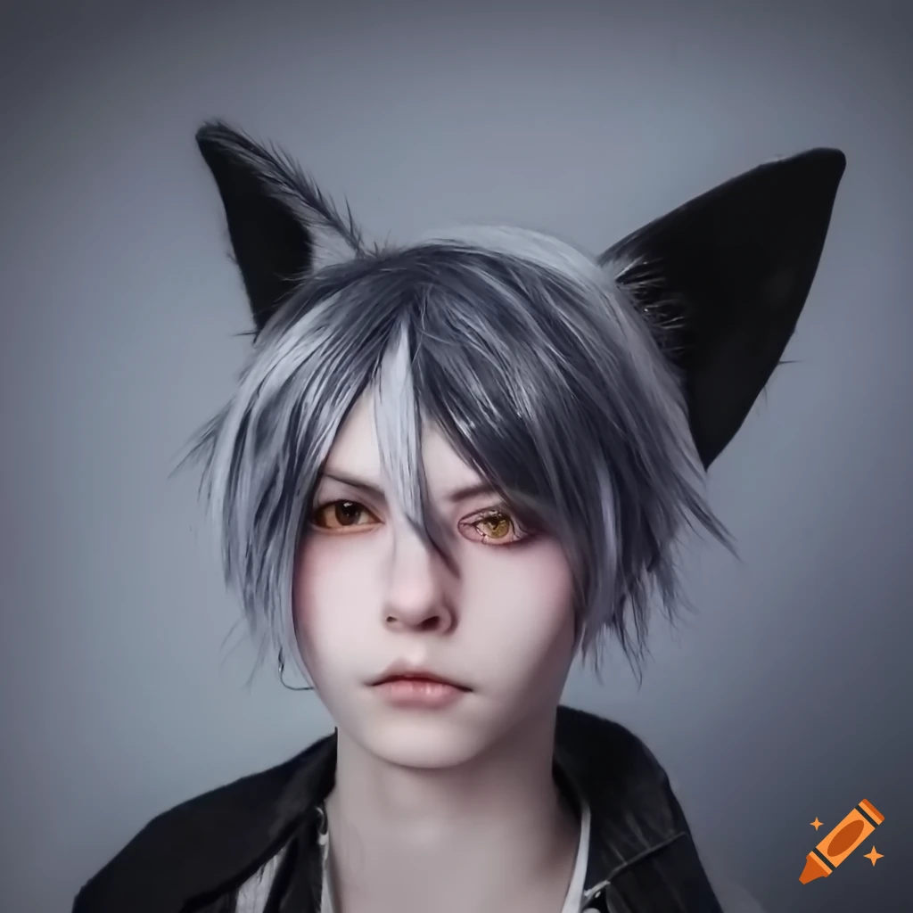 cosplayer-with-half-black-and-half-white-hairstyle-and-dog-ears-on-craiyon