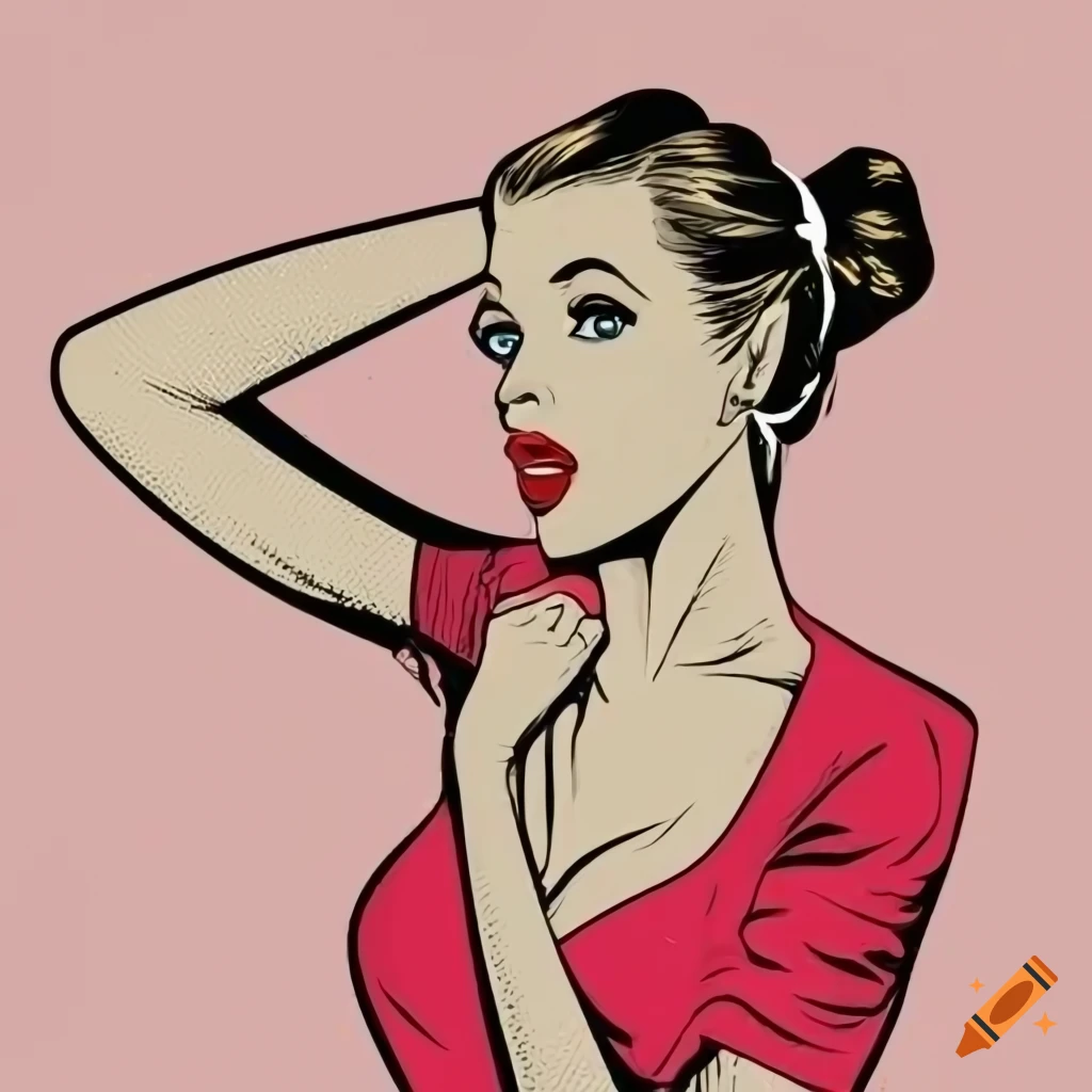 Pop Art Pin up Illustration Of A Girl In A Garage