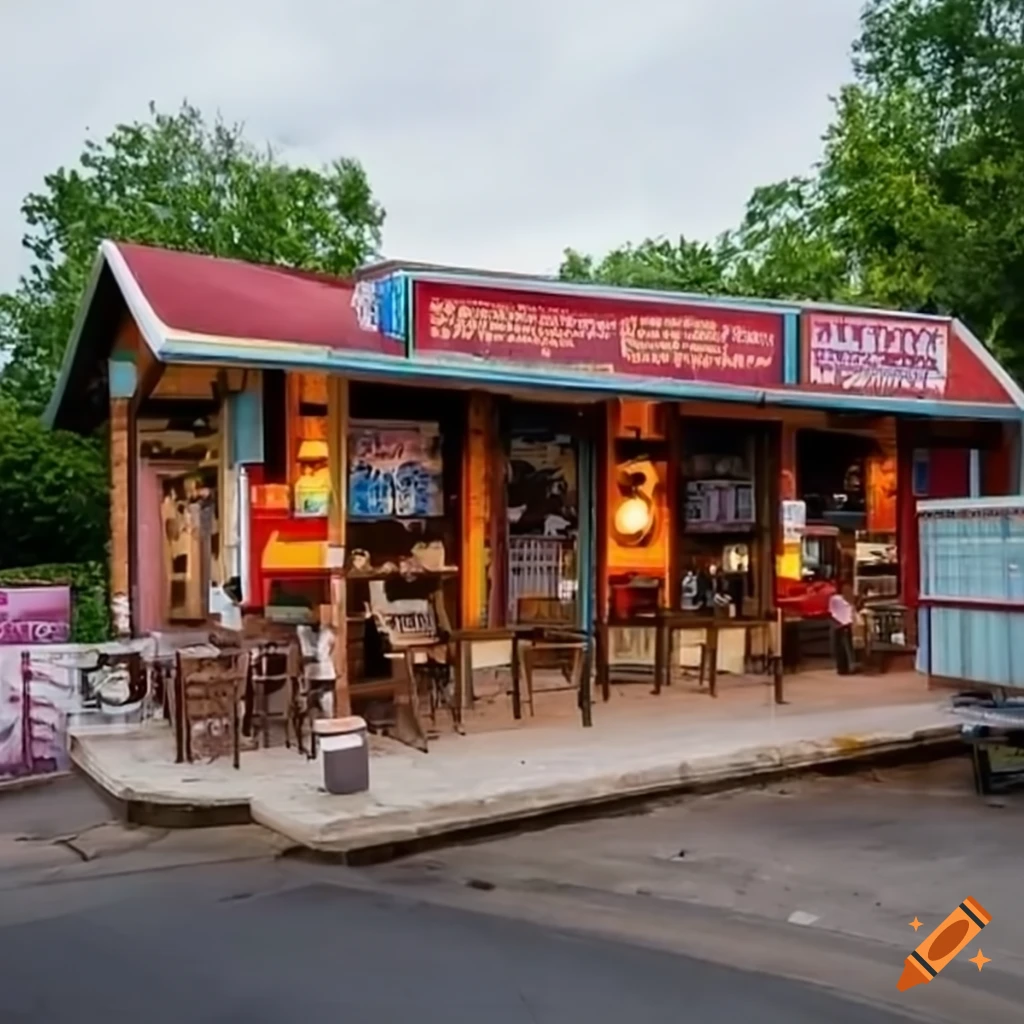 Exterior view of an ice cream shack on Craiyon