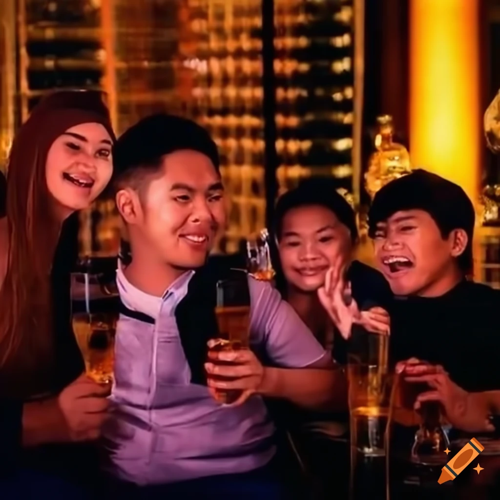 Filipino family enjoying karaoke night