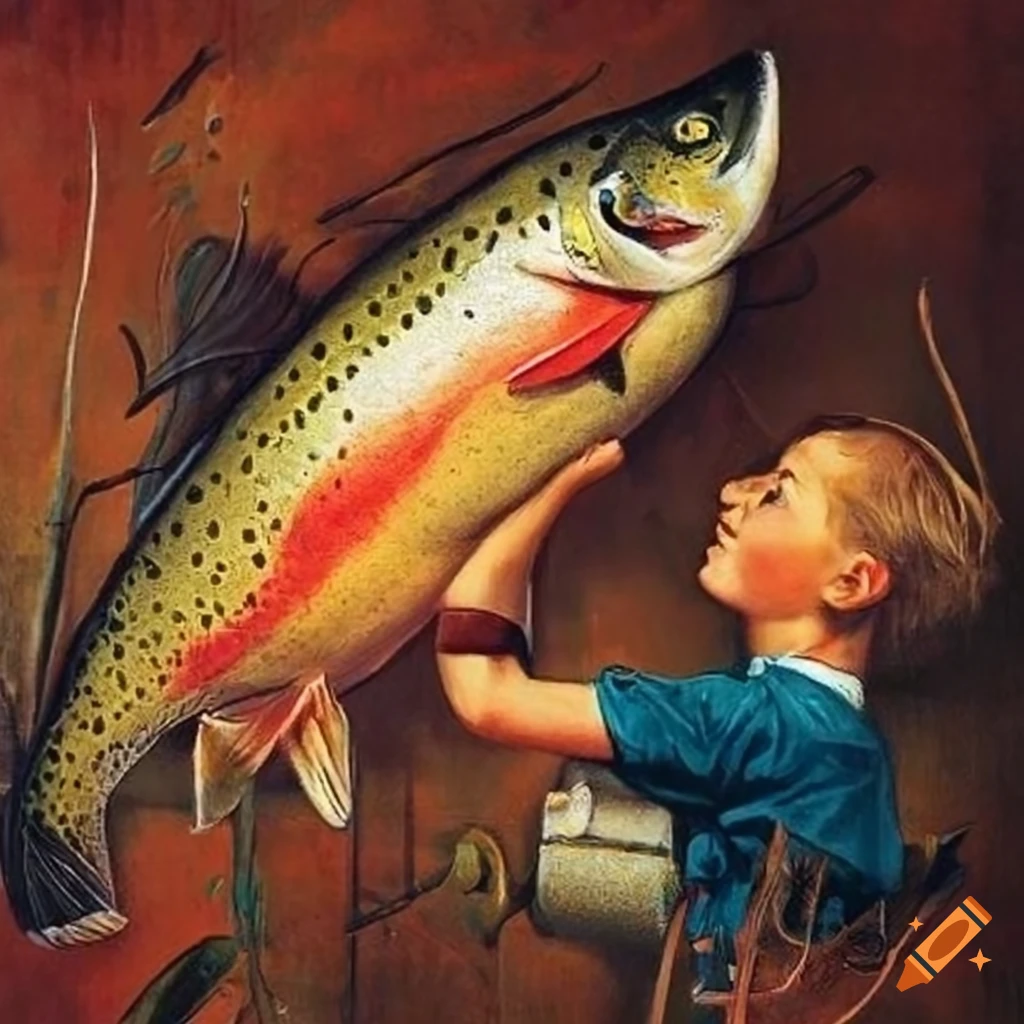Trout fish painting by norman rockwell on Craiyon