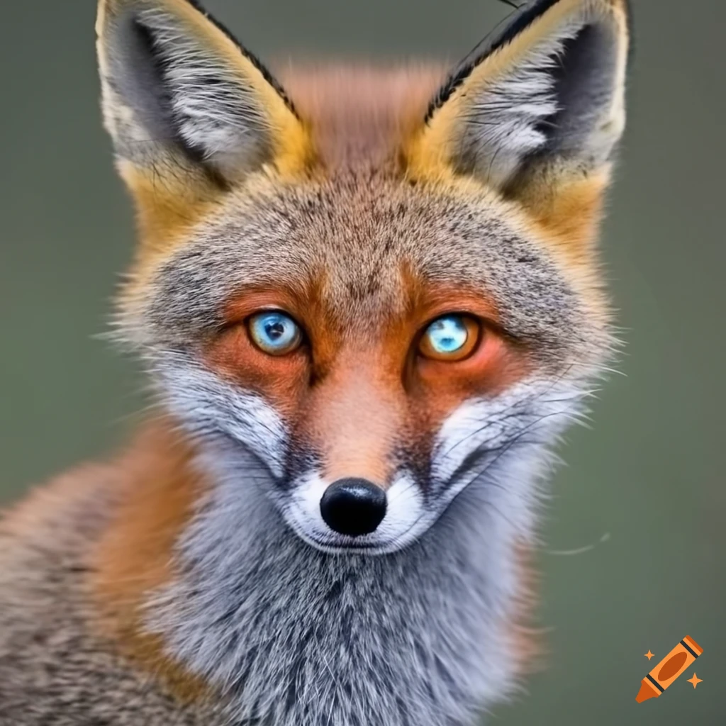 Fox with different colored eyes