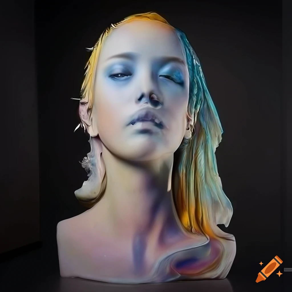 Marble sculpture with vivid colors and intricate details on Craiyon