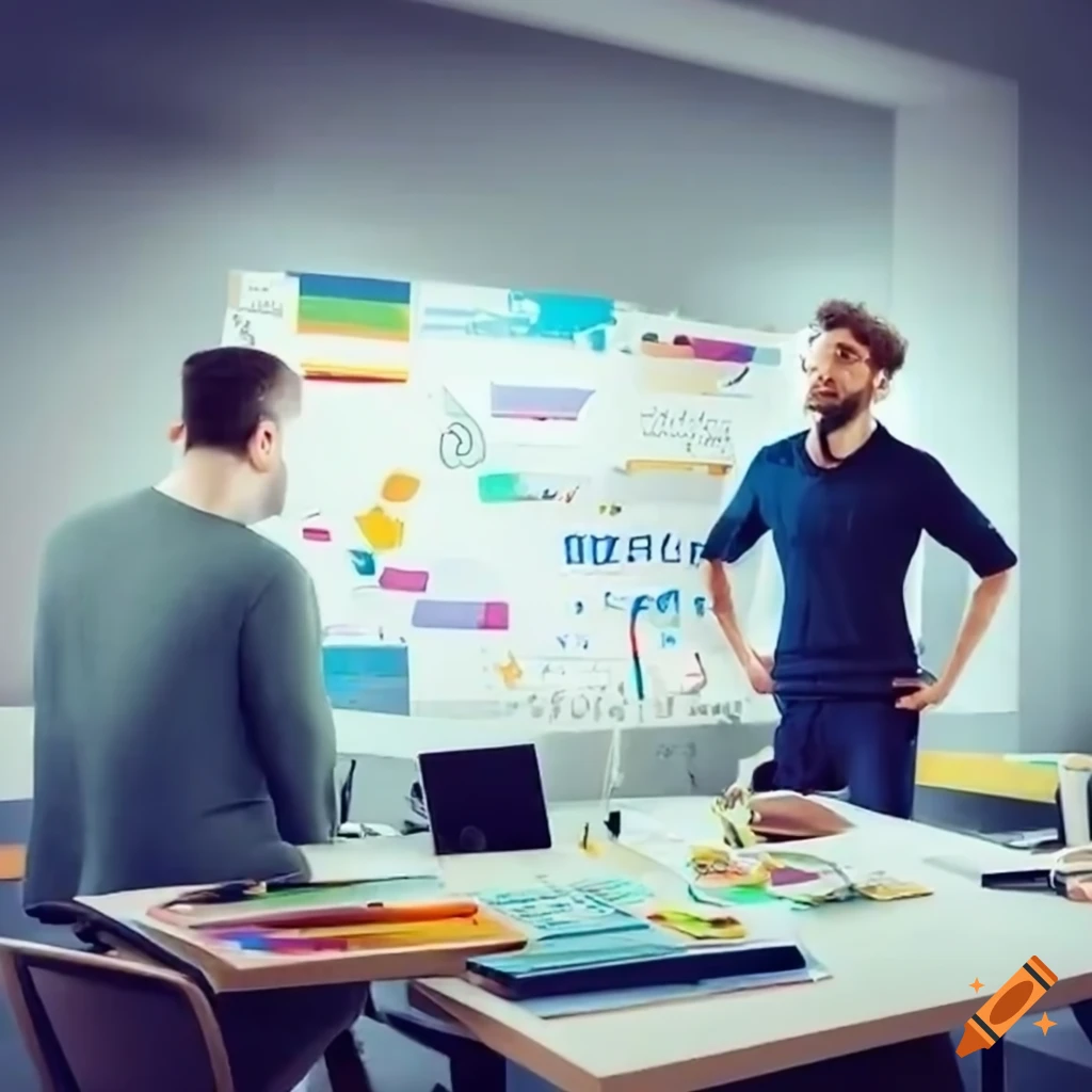 Whiteboard session for software design in office on Craiyon