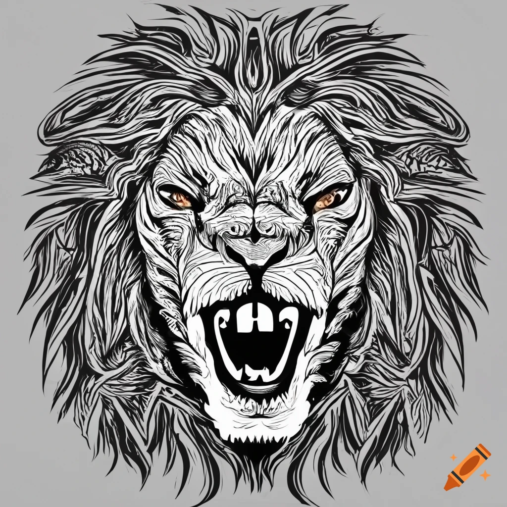 roaring lion head outline