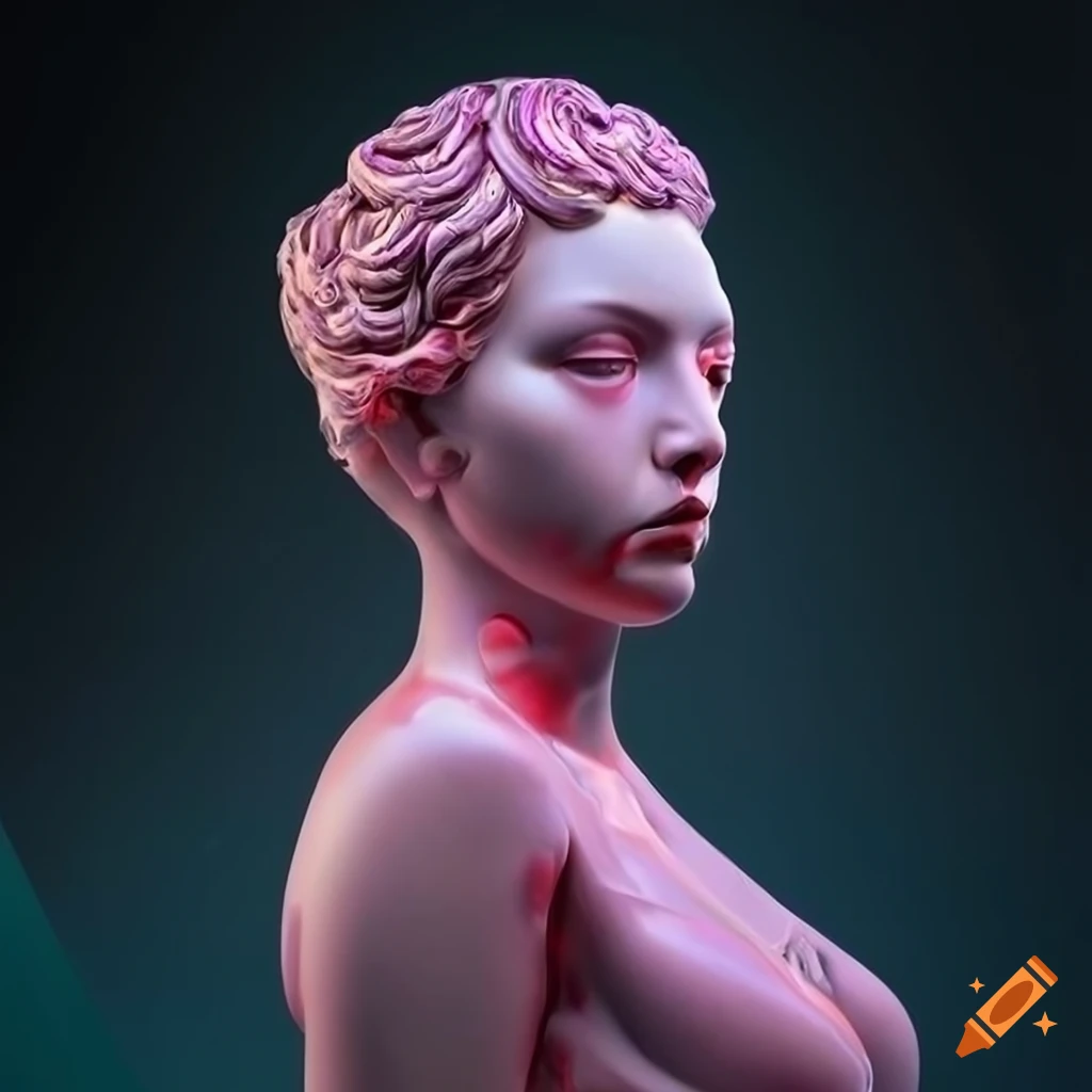 Intricately detailed marble sculpture with opalescent veining on Craiyon