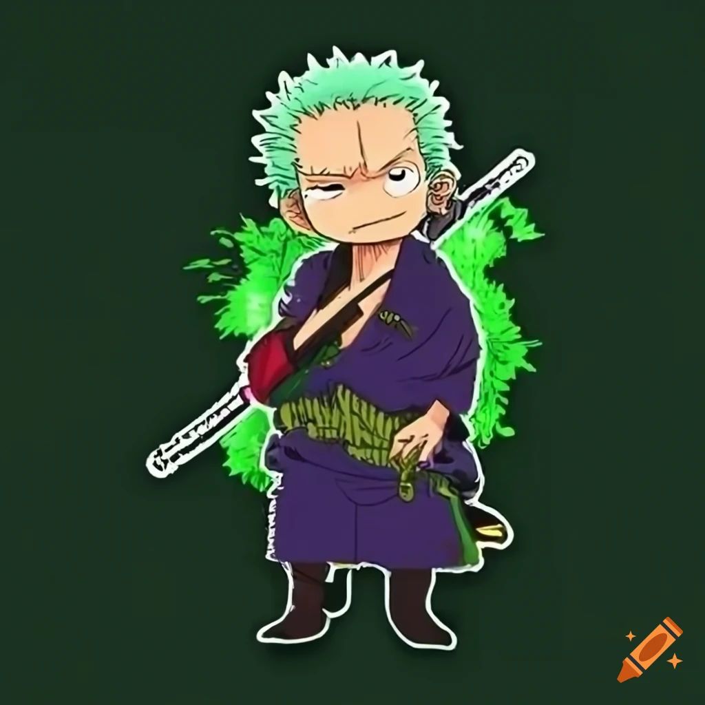 Adorable zoro sticker with a serious expression