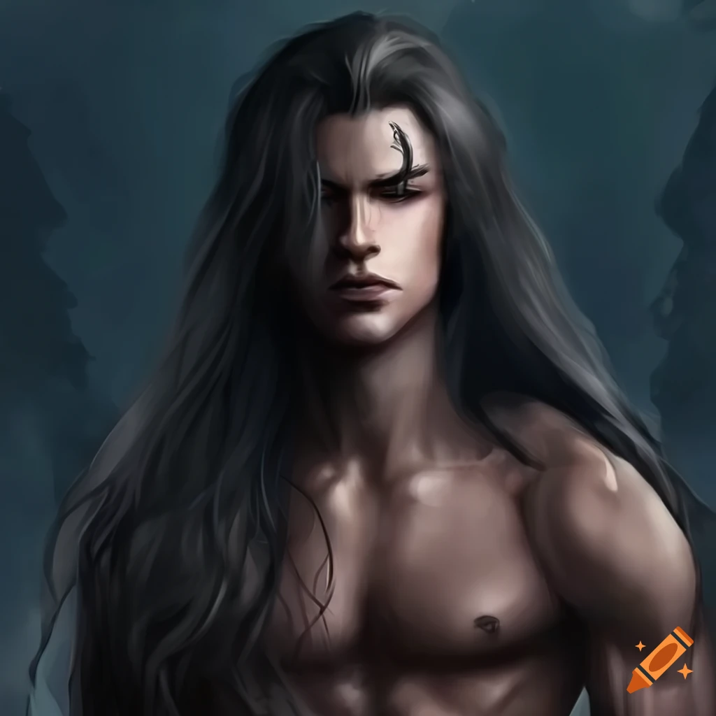 Elegant and handsome warrior with long dark hair