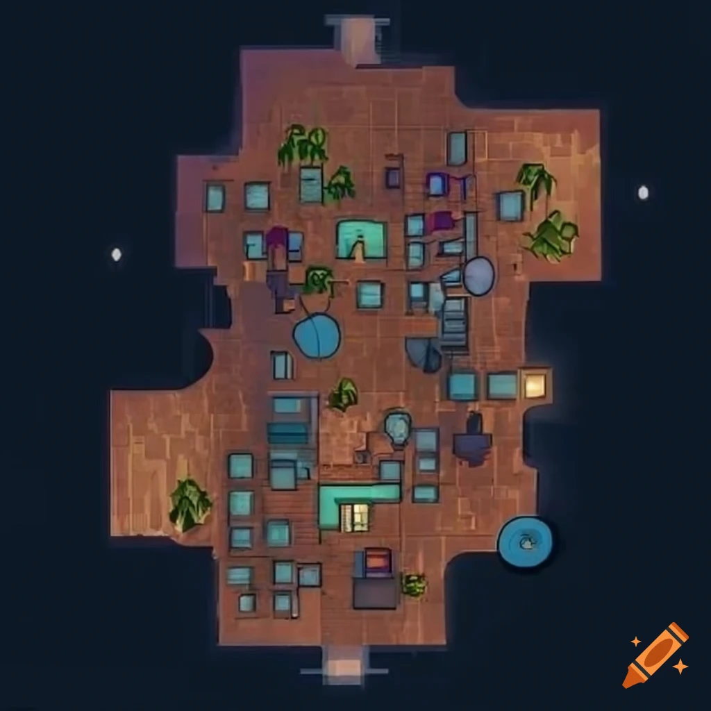 map of a tower with three levels