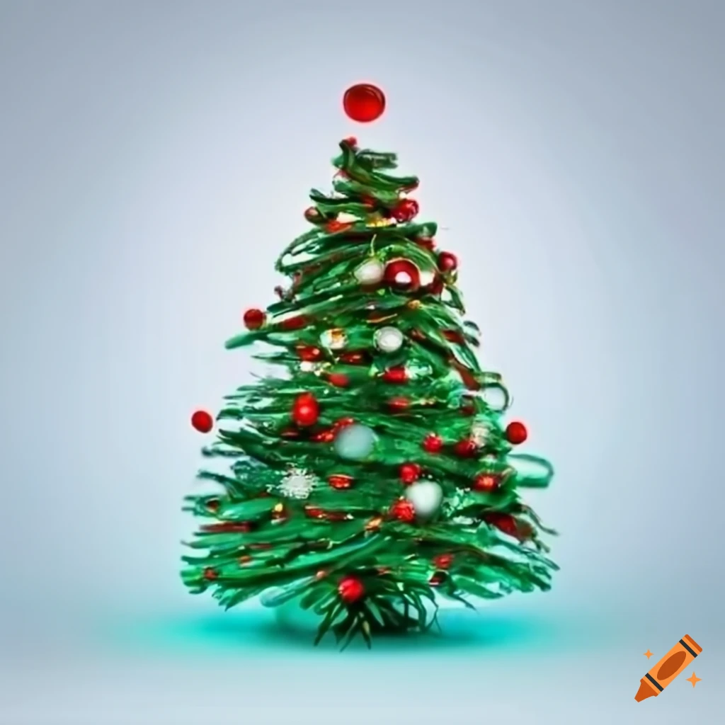 quirky Christmas tree on white background