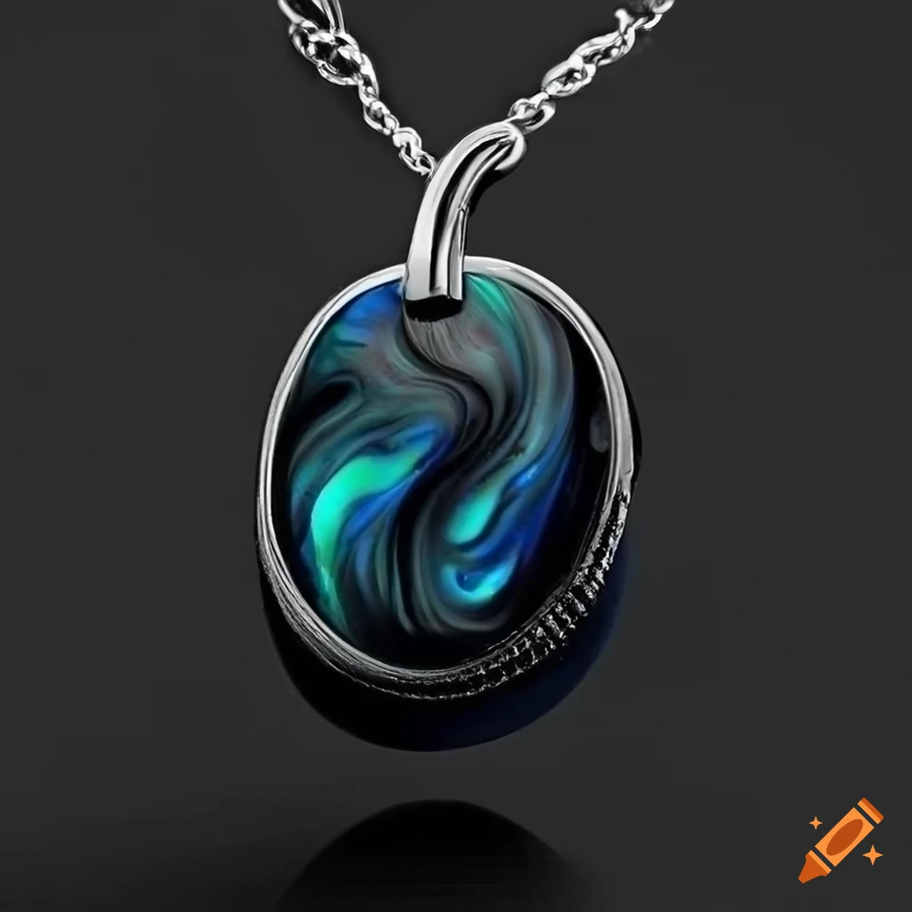 silver necklace with obsidian pendant and black diamond