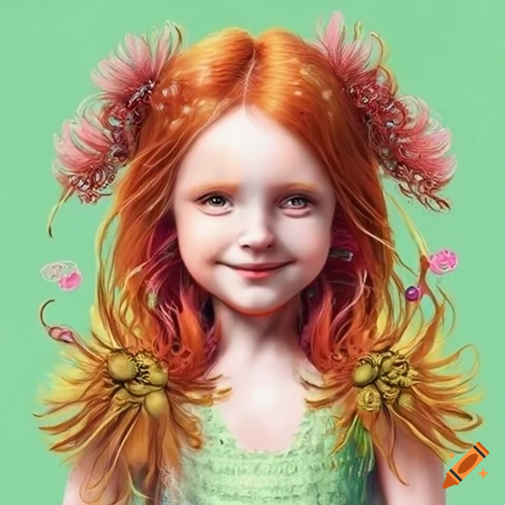 Illustration of cute and colorful ginger-haired girls