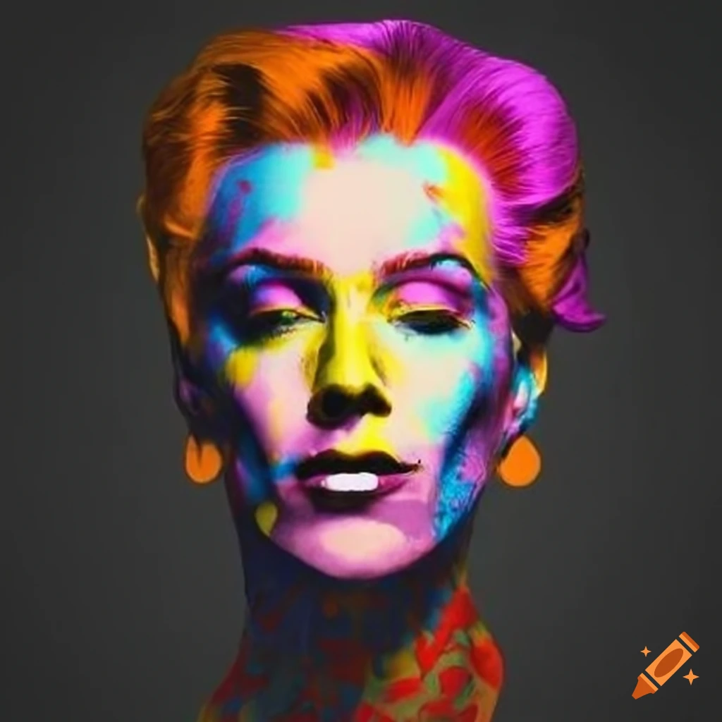 Warholstyle artwork of a man's face on Craiyon