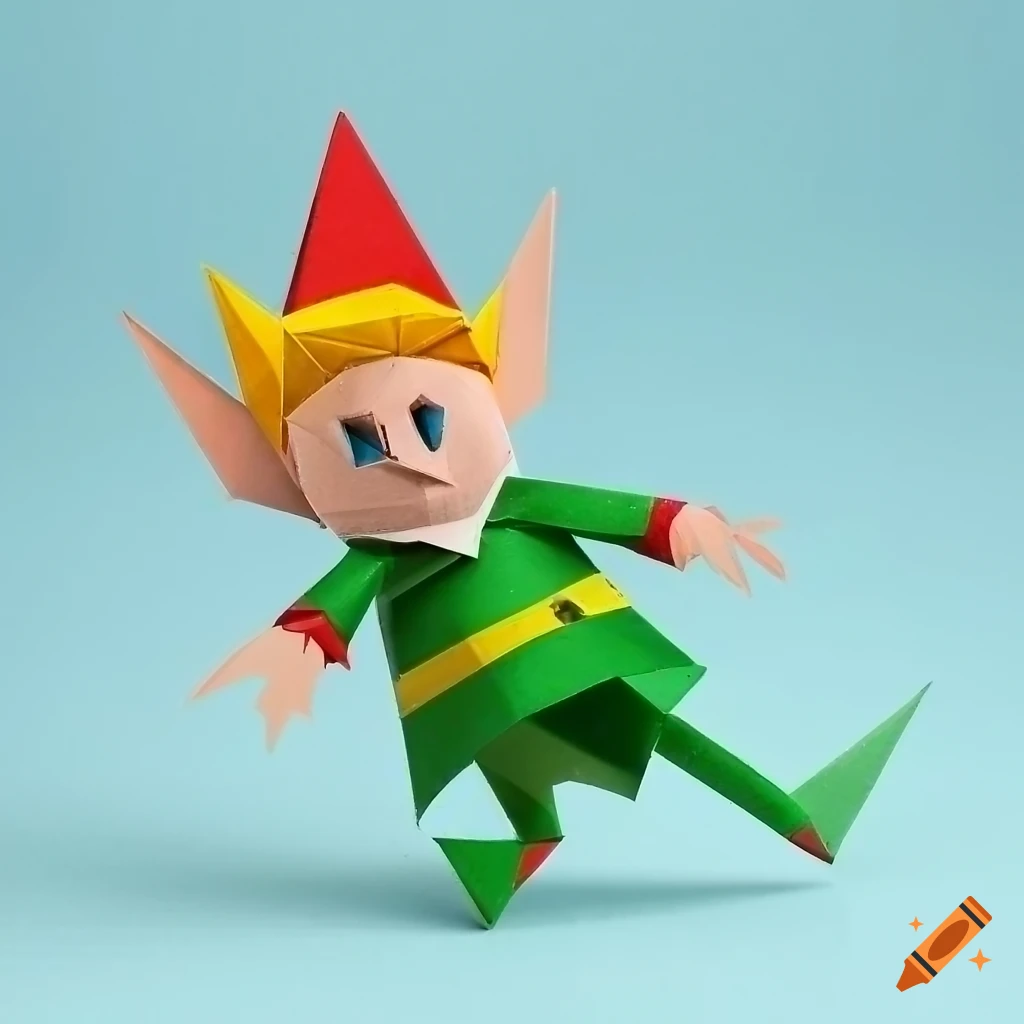 photo of an origami paper elf