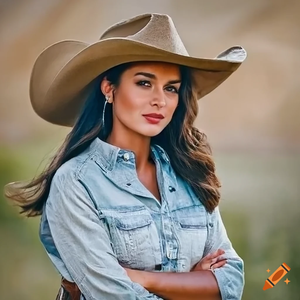 portrait of a beautiful actress in a cowgirl outfit