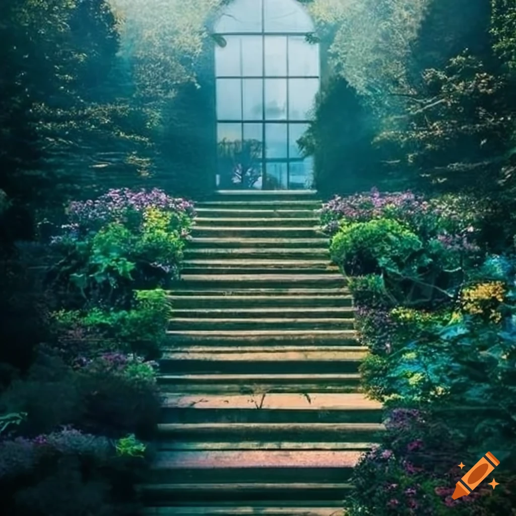 View of crystal window in a garden house