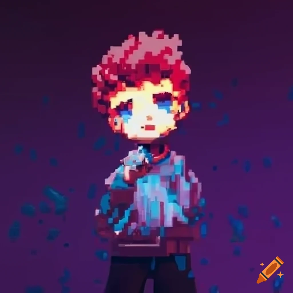 Aesthetic boy indie character dark pixel art on Craiyon