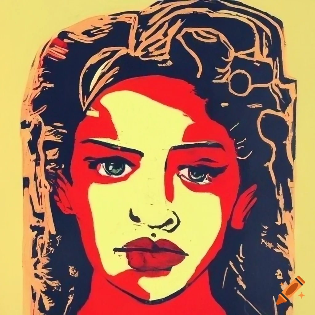 A portrait in lino print style on Craiyon