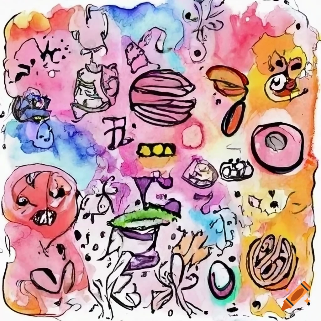 colorful and punk-themed doodles