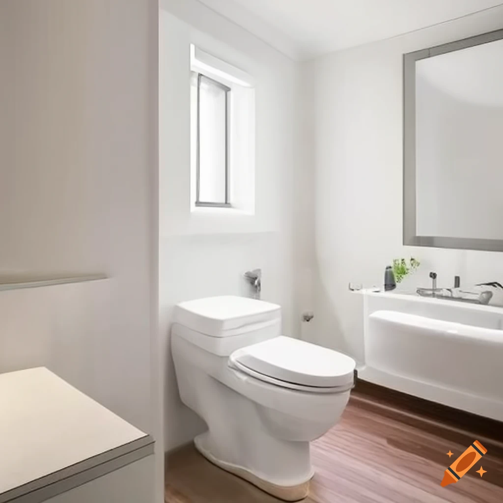 Modern bathroom with toilet and bathtub on Craiyon
