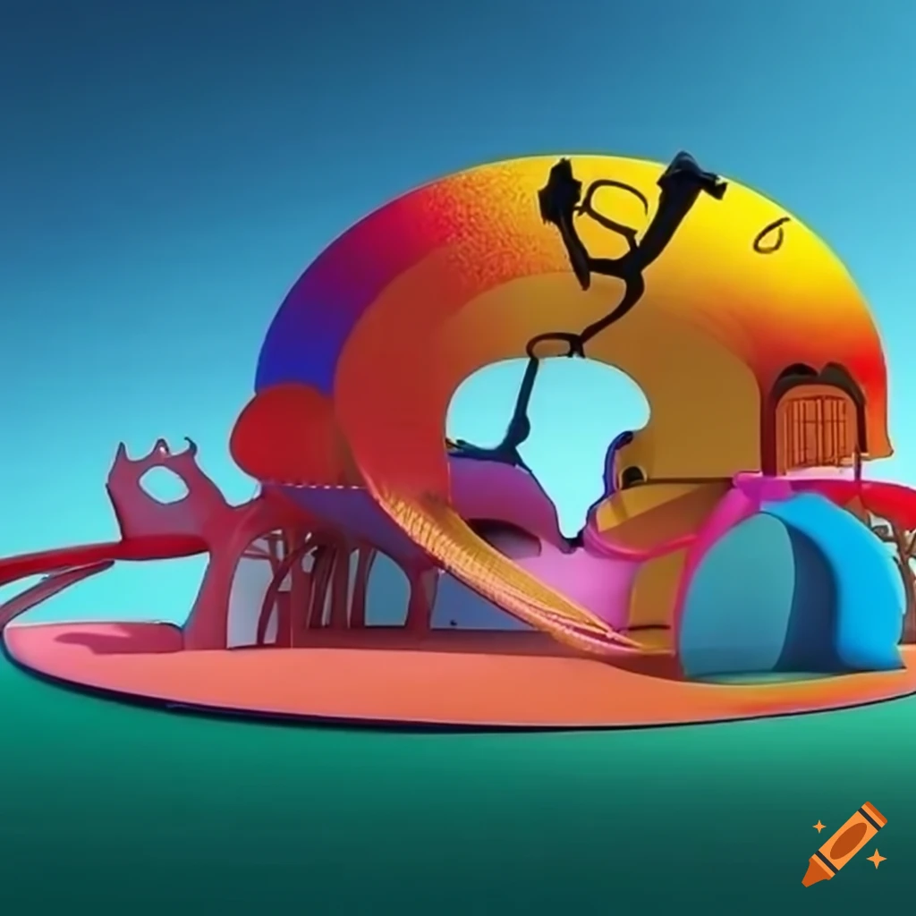 Colorful and surreal playground structures