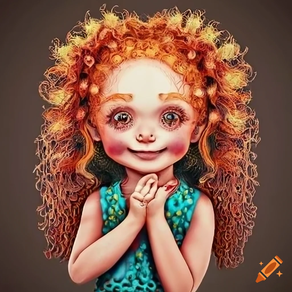 Colorful illustration of cute girls with ginger hair on Craiyon